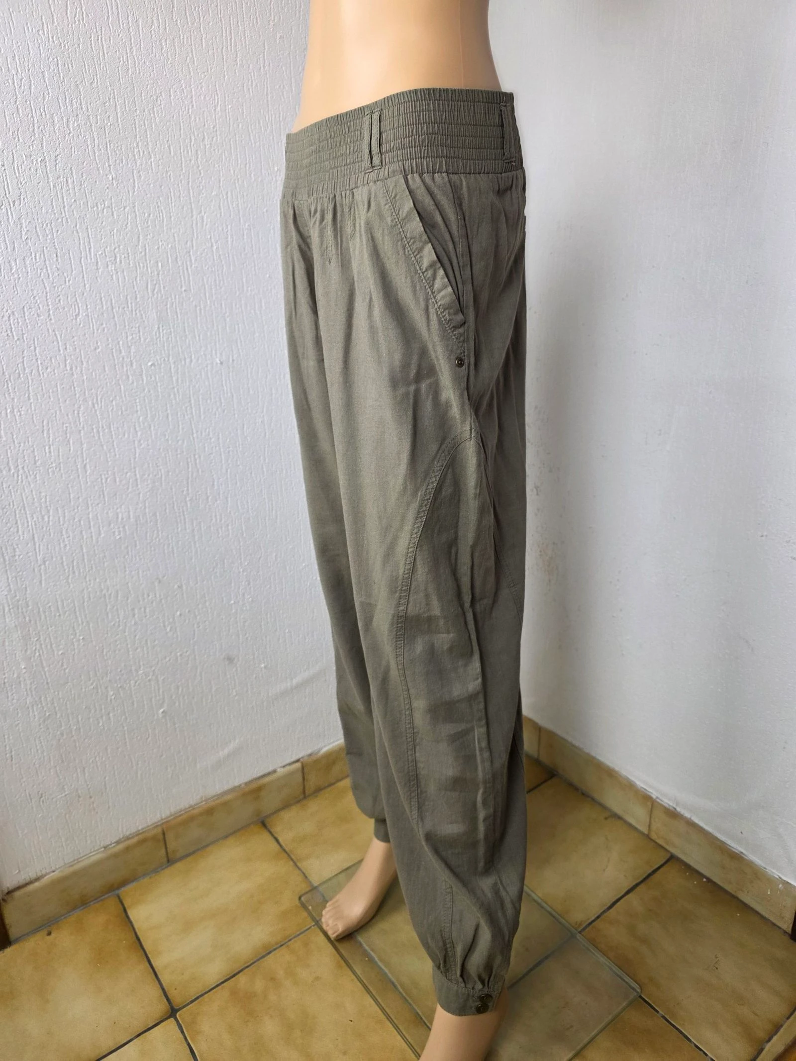 Carrot / Harem Pants Khaki Promod (Linen & Cotton) size 40/42 – photo 3